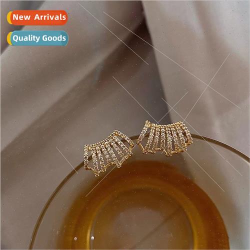 Premium full diamond earrings niche Korea commuter female ea 珠宝/钻石/翡翠/黄金 DIY配件 原图主图