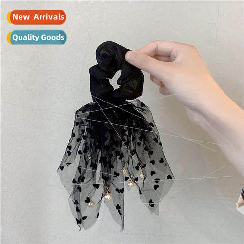 Polka dot small tassel pearl mesh hair band head rope large