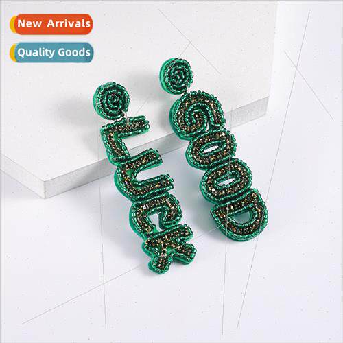 St. Patrick Day Earrings St. Patrick Day Green Handmade Rice