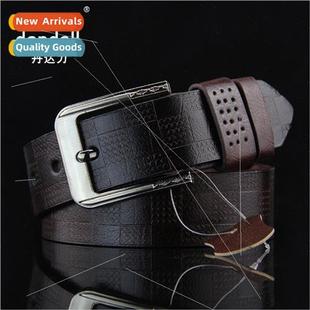 men pin buckle Classic cowboy belt casual antique plaid