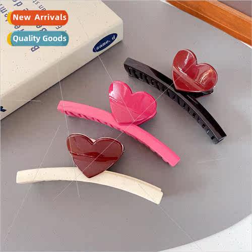 Large love heart scratch clip female back head plate hair sh