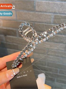 Oversized 13cm black rhinestone cross hair clips high textur