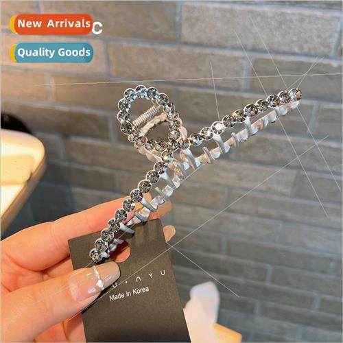 Oversized 13cm black rhinestone cross hair clips high textur