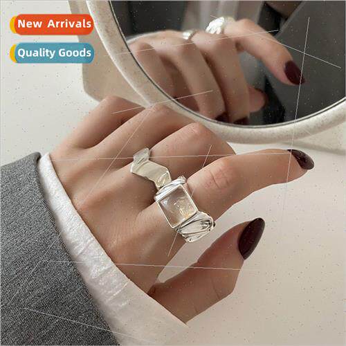 Korea square sugar ring female retro V-shaped open finger ri