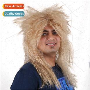 Blonde corn burn long curly wig Europe men holiday wig speci