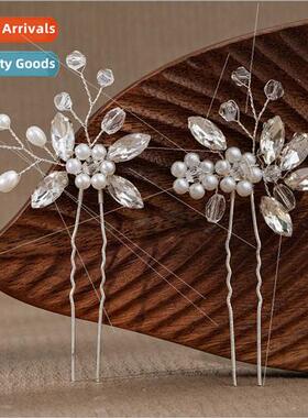 Europe simple rhinestone hairpin bridal plate hair plug retr