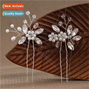 Europe simple rhinestone hairpin bridal plate hair plug retr
