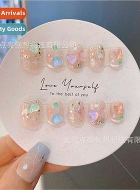 Sweetheart Soda Real Handmade Wearable Nails French Dopamine