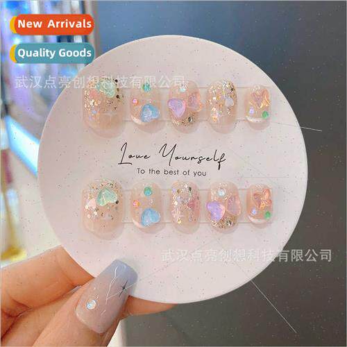 Sweetheart Soda Real Handmade Wearable Nails French Dopamine
