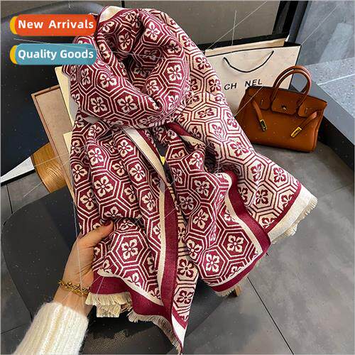 Autumn winter new printing scarf female winter Korean warm c