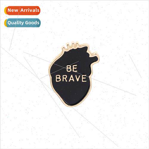 Jewellery Brooch be brave brave heart organ alloy oil drop b