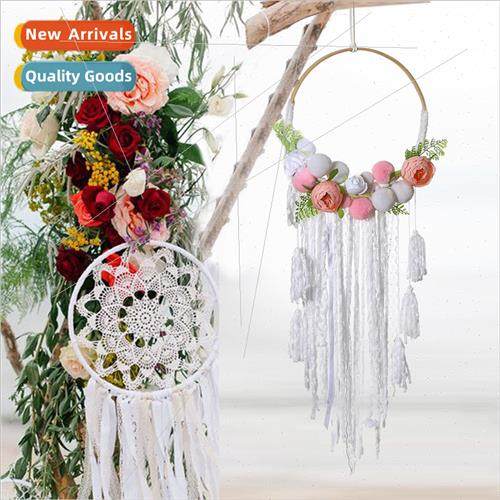 Artilady Ins mple Floral Dreamcatcher Feather Pendant Creati