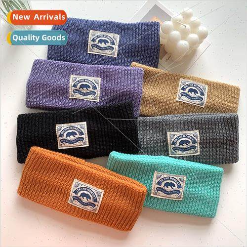 Korea ins match solid colour wool hairbsports knted wide edg
