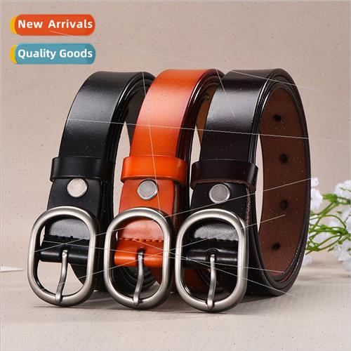 Genuine leather belt day word round hole ladies belt fashion
