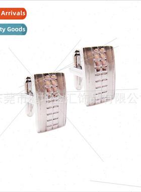 Rectangular Chevron Brushed Cufflinks Checkered Striped Brus