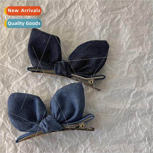 Rabb Ears Hair Clips Hair Accessories Cowboy Blue Fabric Han