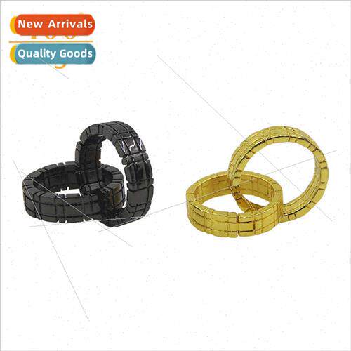 Ring Through Ring Gold Black Close-up Magic Novelty Toys Mag