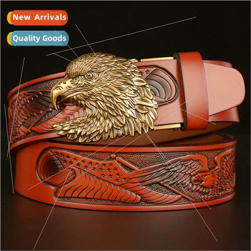Men three-dimensional eagle head automatic buckle belt eagle