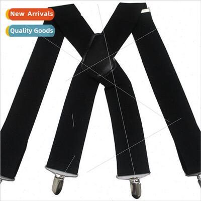 50mm braces men elasticated black X-cross four clip straps 5