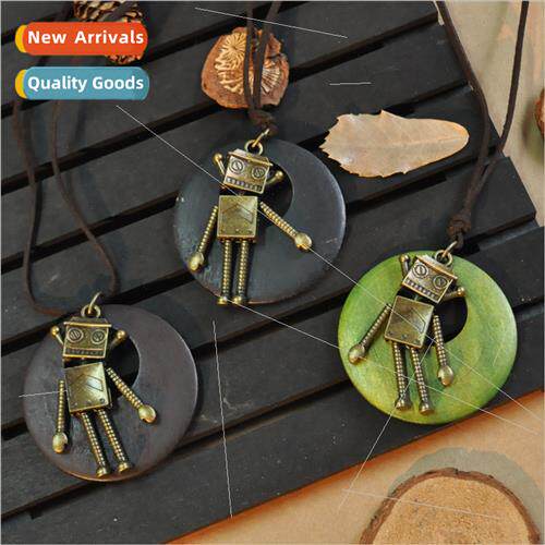 Vintage terature Chain mple Korean Velvet Activy Robot Neckl