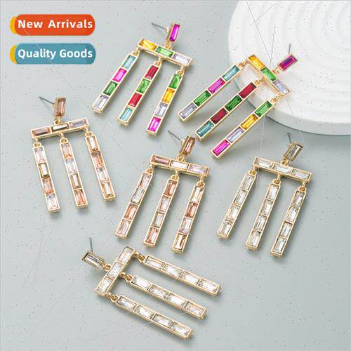 Europe fashion creative alloy diamond geometric earrings fem