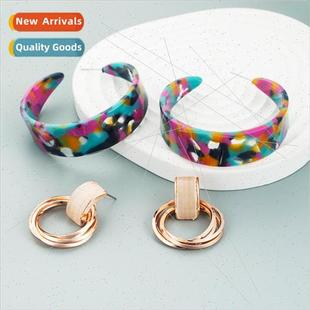 Korean fashion new four ring alloy rose gold earrings dazzli