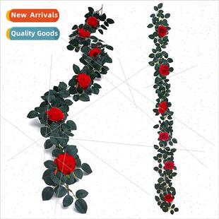 New American retro red rose rattan outdoor patio landscaping