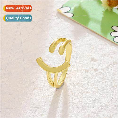 simple versatile smiley face open ring fashion niche metal g