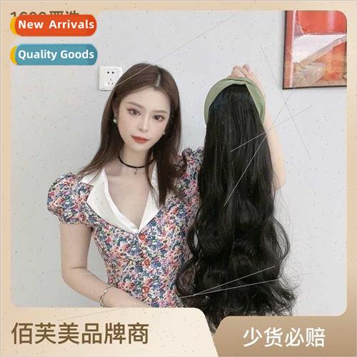 wigs women hair bands half head set long curly hair big wave
