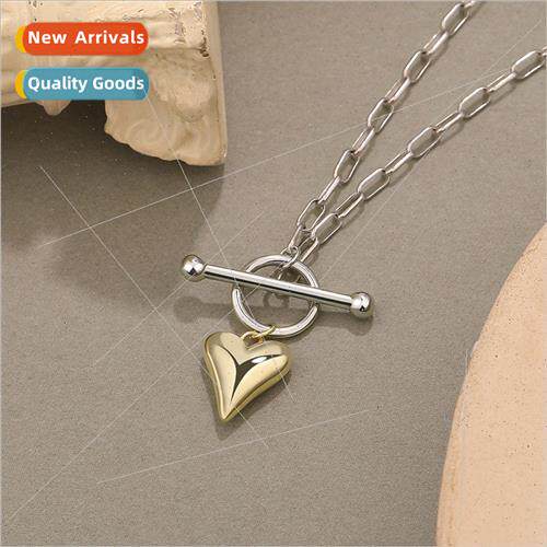 925 silver OT buckle heart necklace female ins Europe retro