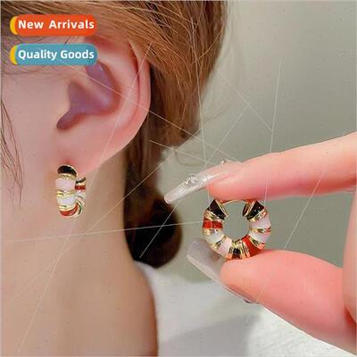 Retro niche earrings hoops female fall winter 2023 new Frenc