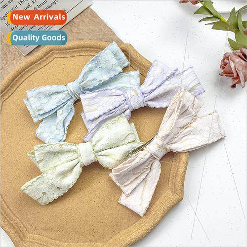 Korean  flower bow hair clips sweet girl back head hair card