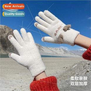 warm gloves women padded windprocarto Winter thickened knted