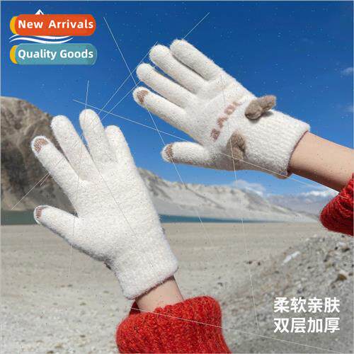 Winter knted gloves warm women padded thickened windprocarto