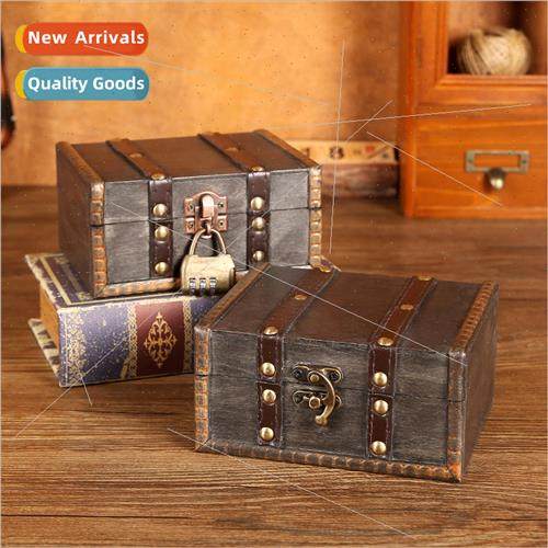 Vintage old jewelry storage wooden box classic film  props d
