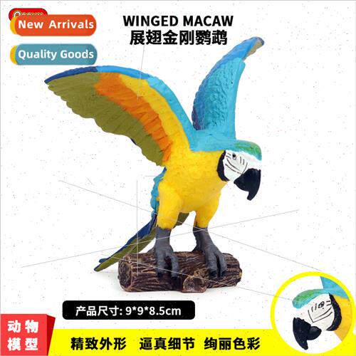 Wildlife world solid bird model parrot winged macaw children
