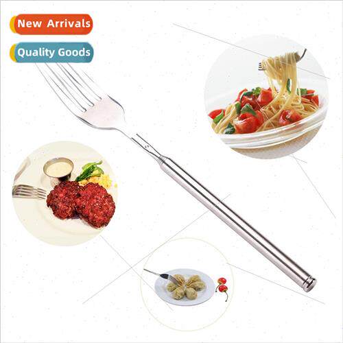 lver Retractable BBQ Fork Convenient Retractable Vegetable F