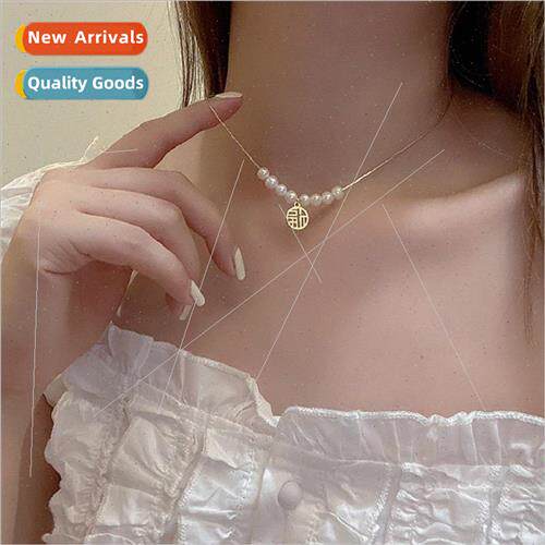 New blessing pearl necklace summer niche collarbone chain Ko