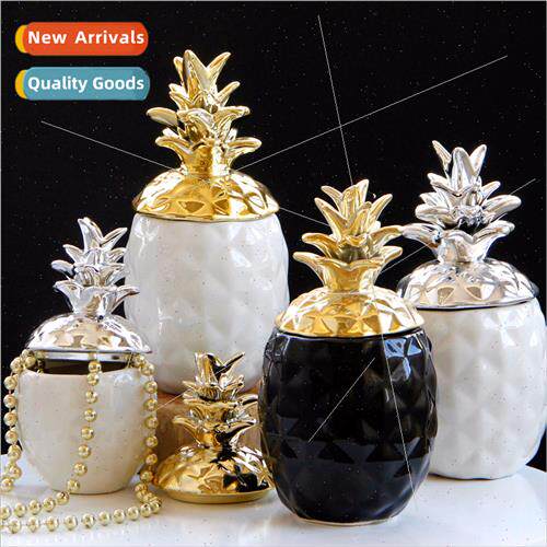 Ceramic Pineapple Jar Ornament Gold lver Scandinavian ins Fu