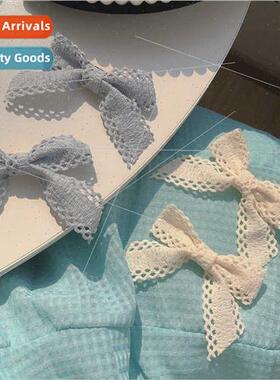 Cream Blue Hair Clips Set 2 Spring Colors Cream Rice Lace Ri