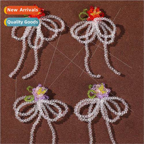 INS long bow tassel crystal flowers diy handmade weaving bea