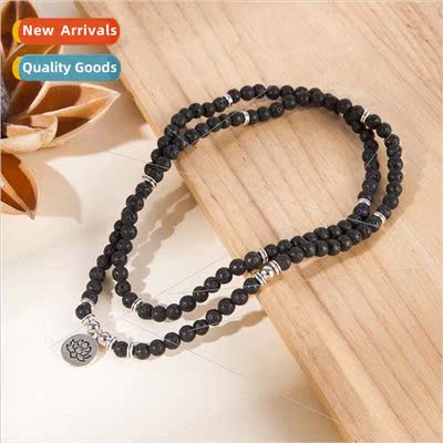 New  American Lava Stone Necklace Whe Pine Glter Stone Matte
