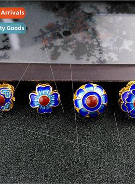 burnt blue flower spacer beads diy bracelet beads handmade b