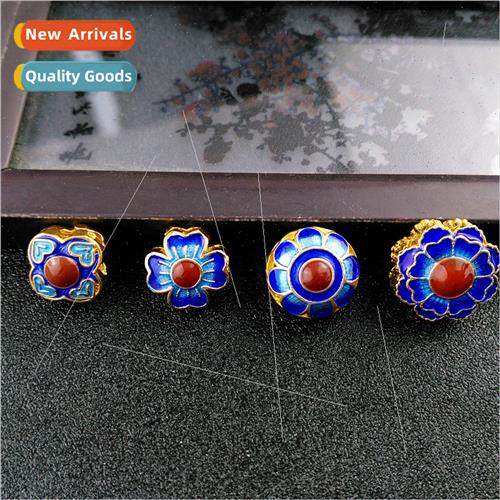 burnt blue flower spacer beads diy bracelet beads handmade b