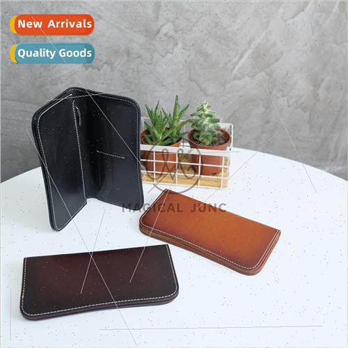 Handmade head layer leather cowhide wallet men women long mu