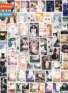 78 new cartoon cat tarot card doodle stickers decorative gua