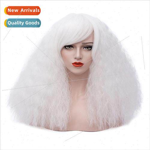Europe fashion whe wig oblique bangs corn hot long curly hai