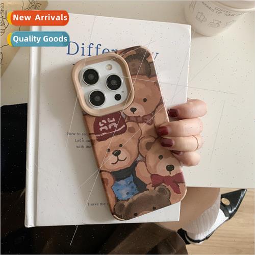 ins oil painting cute ragdoll bear 适用 Apple 13/14 phone ca