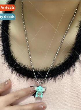 Childish cute oil drip Dumbo earrings necklace female niche