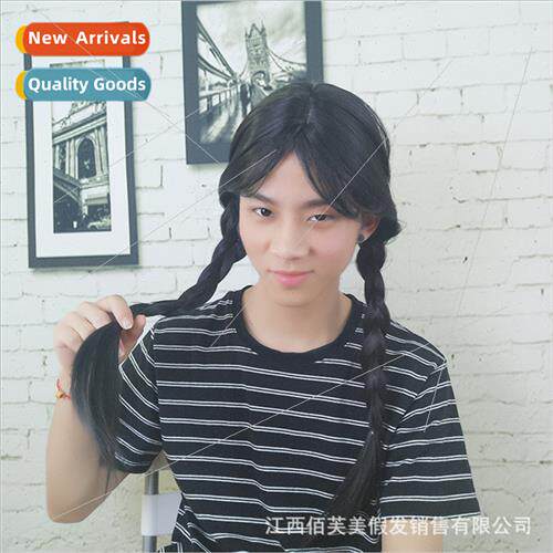 Men Women Wigs Long Hair Double Ponytail Fake Halloween Ghos